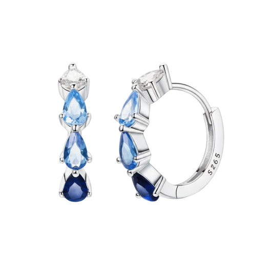 Silver Blue Gradient Teardrop Earrings