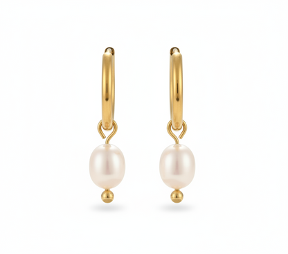 Gold Freshwater Pearl Drop Earrings