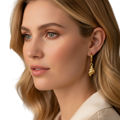 Gold Shell Drop Earrings