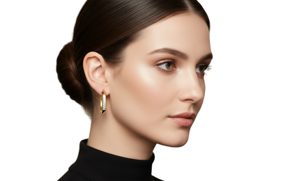 Glossy Gold Crystal Hoop Earrings
