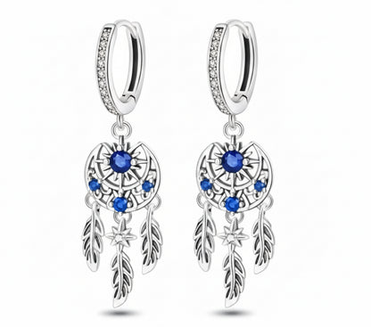 Blue Dreamcatcher Dangle Earrings