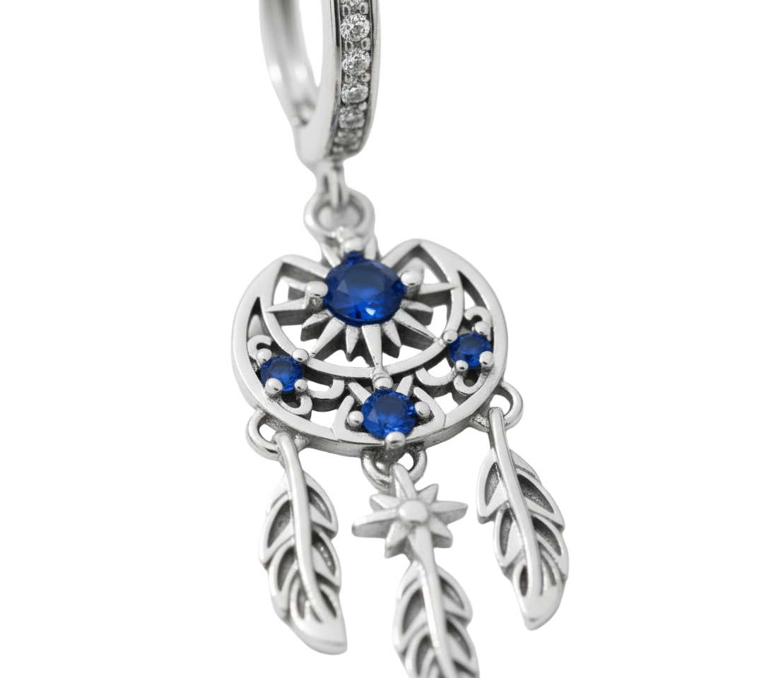 Blue Dreamcatcher Dangle Earrings