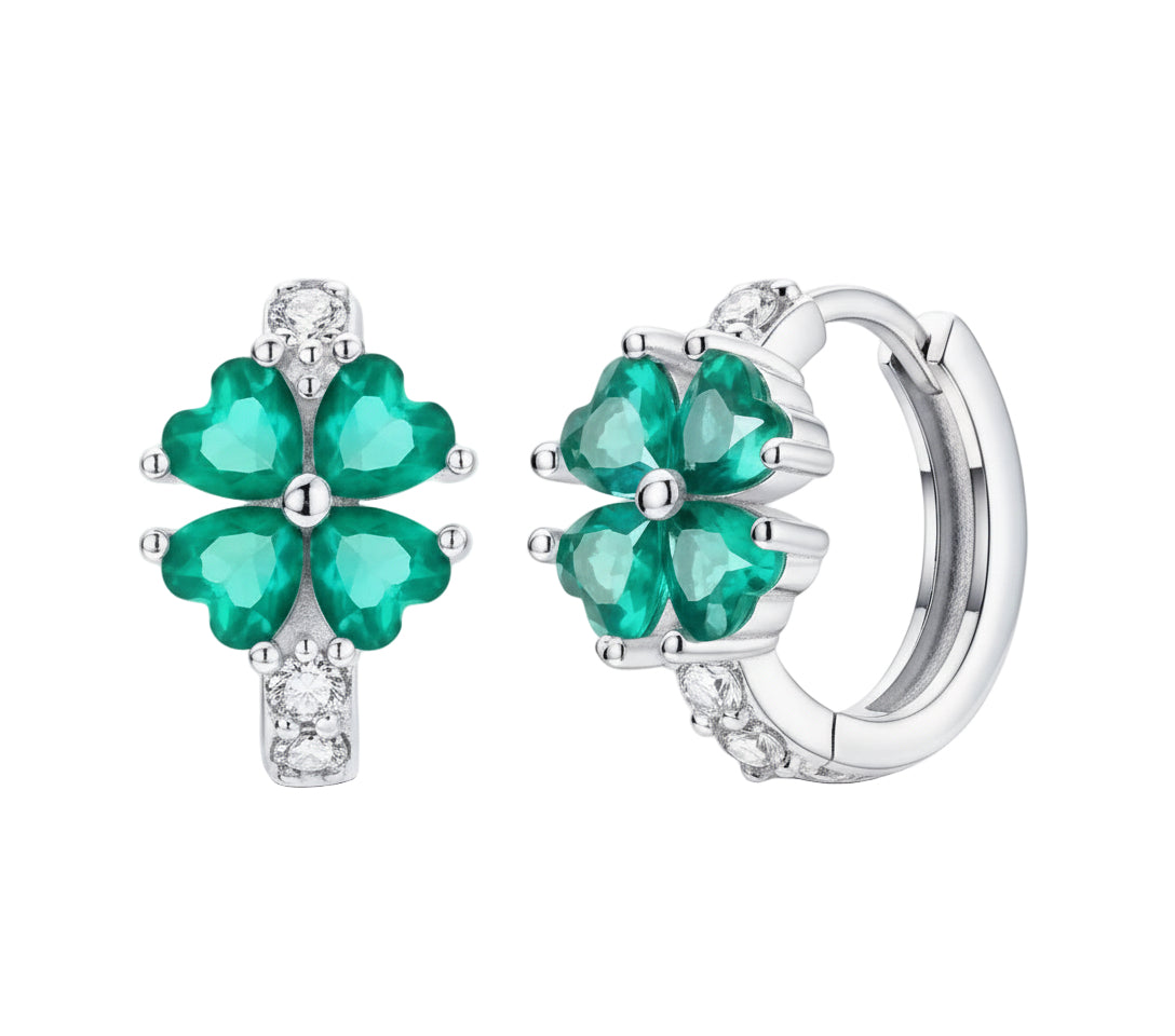 Silver Four-Leaf Clover Earrings