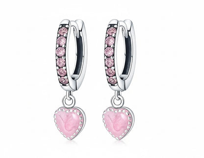 Pink Heart Hoop Earrings