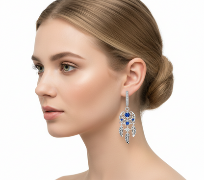 Blue Dreamcatcher Dangle Earrings