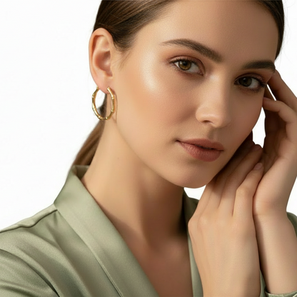 Gold Textured Hoop Earrings