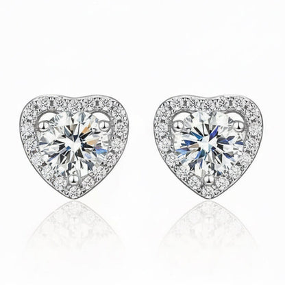 Moissanite Heart Stud Earrings
