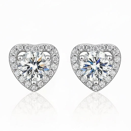 Moissanite Heart Stud Earrings