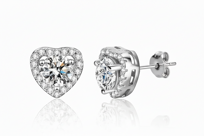 Moissanite Heart Stud Earrings