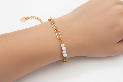 Gold Howlite Chain Bracelet