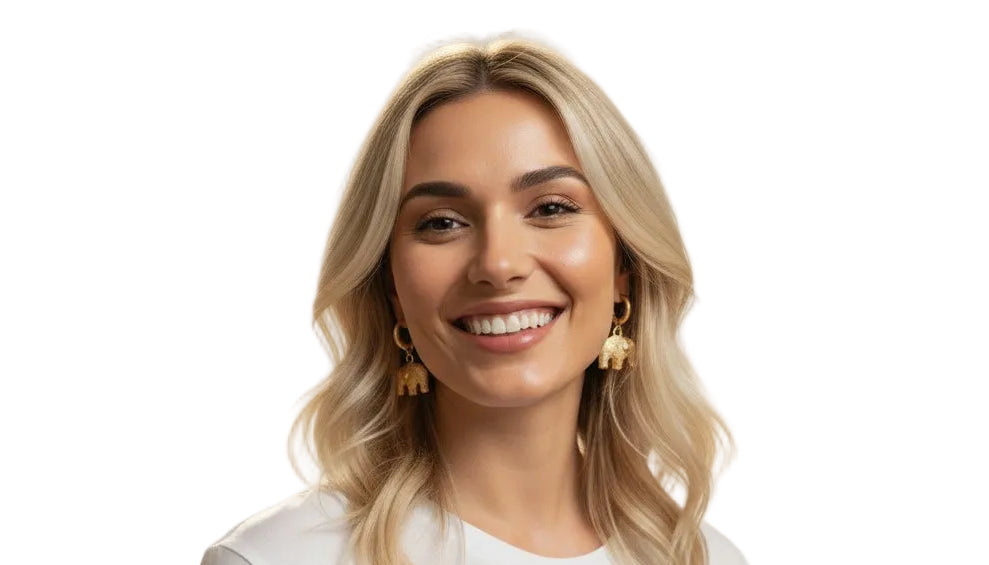 Gold Elephant Charm Hoop Earrings
