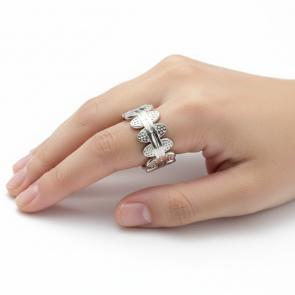 Silver Crown Bezel Ring