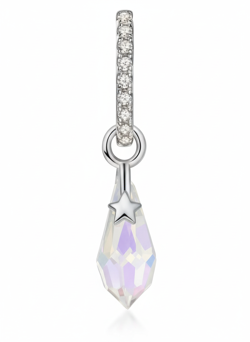 Silver Star Drop Earrings