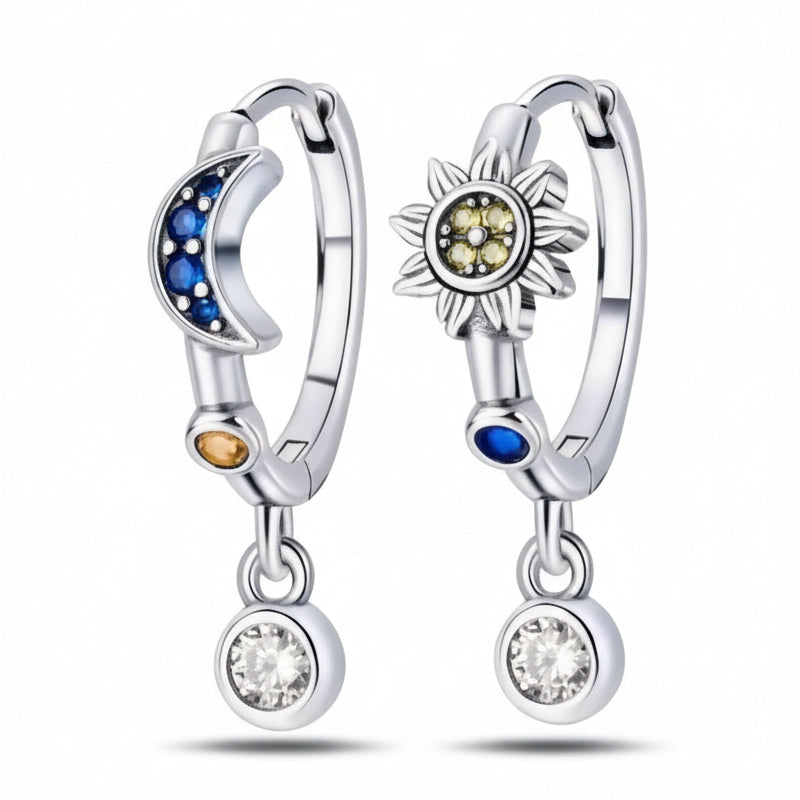 Sun & Moon Silver Earrings