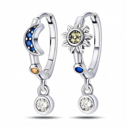 Sun & Moon Silver Earrings