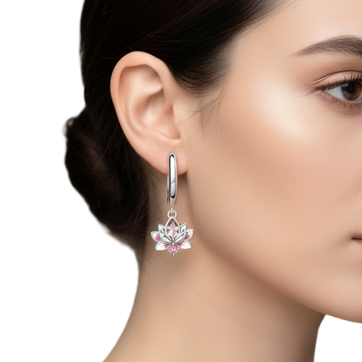 Silver Lotus Blossom Earrings
