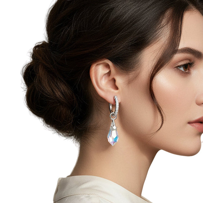 Silver Star Drop Earrings