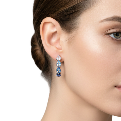 Silver Blue Gradient Teardrop Earrings