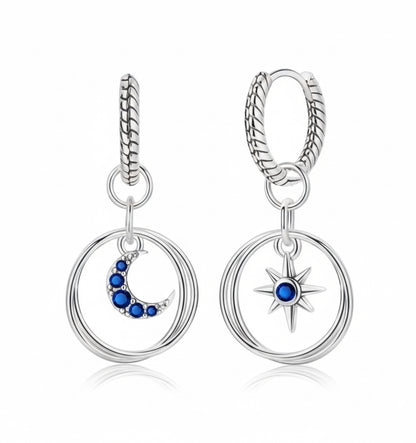 Celestial Mismatched Moon & Star Hoop Earrings