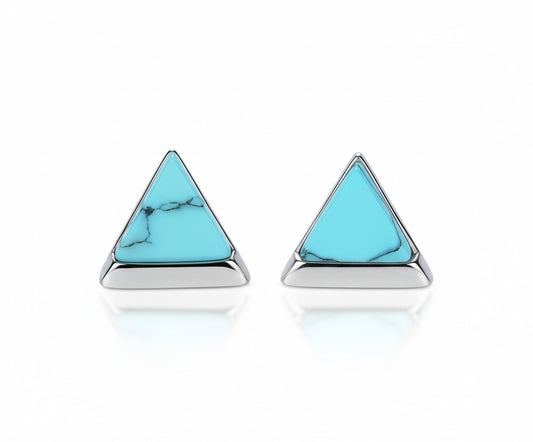 Minimalist Blue Triangle Stud Earrings