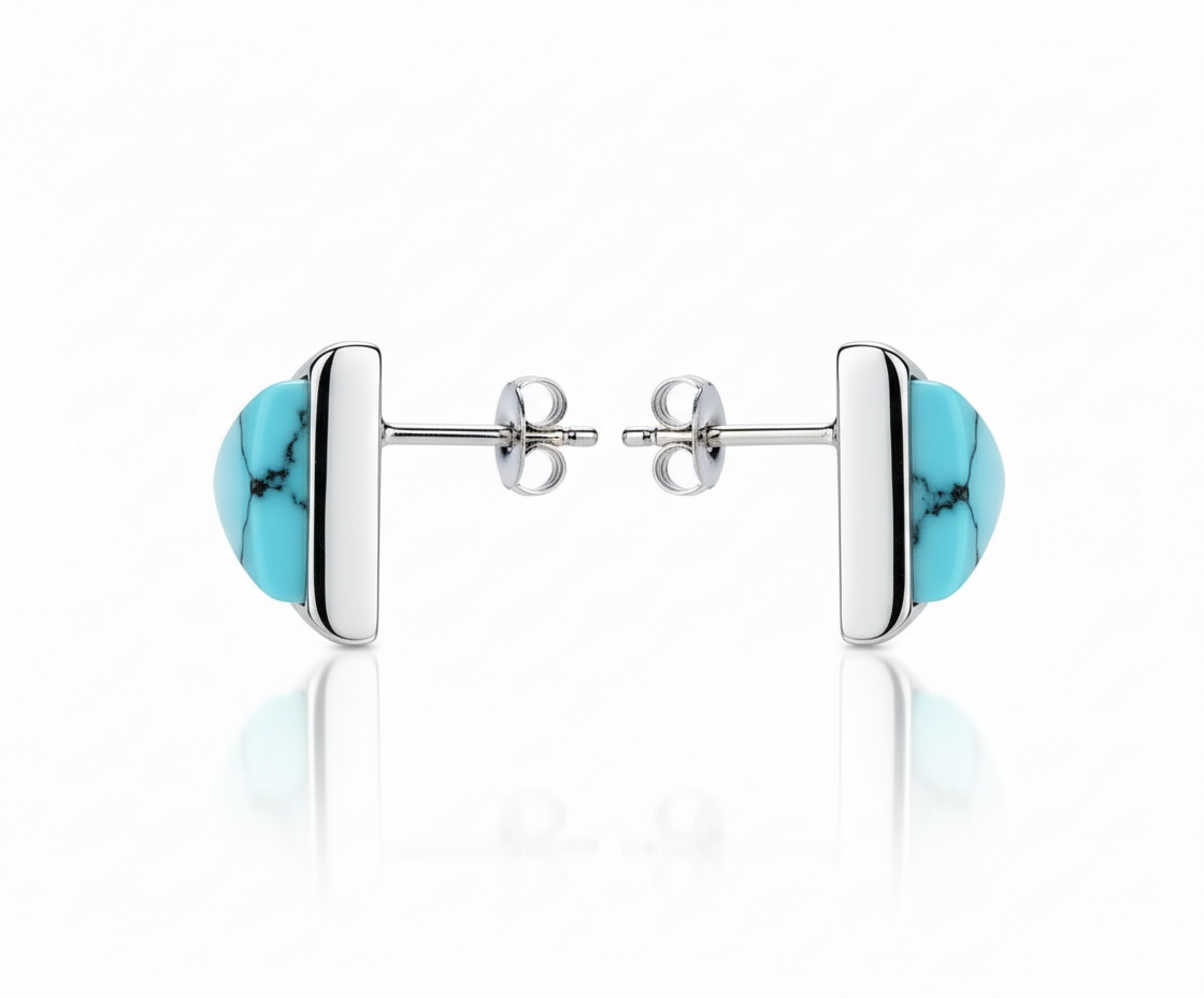 Minimalist Blue Triangle Stud Earrings