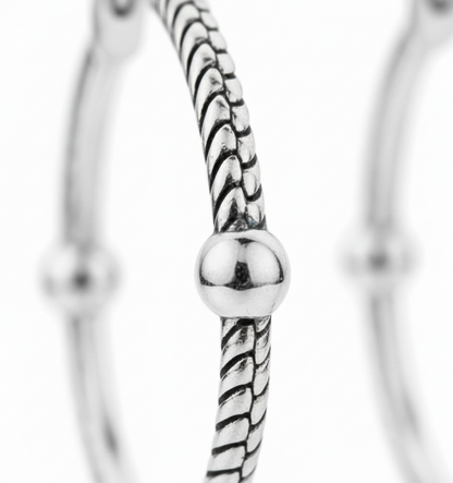 Silver Snake Bone Hoop Earrings