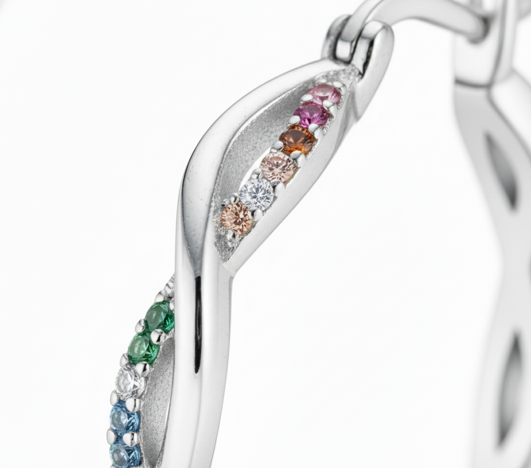 Twisted Hoop Earrings with Rainbow Stones
