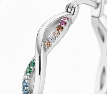 Twisted Hoop Earrings with Rainbow Stones