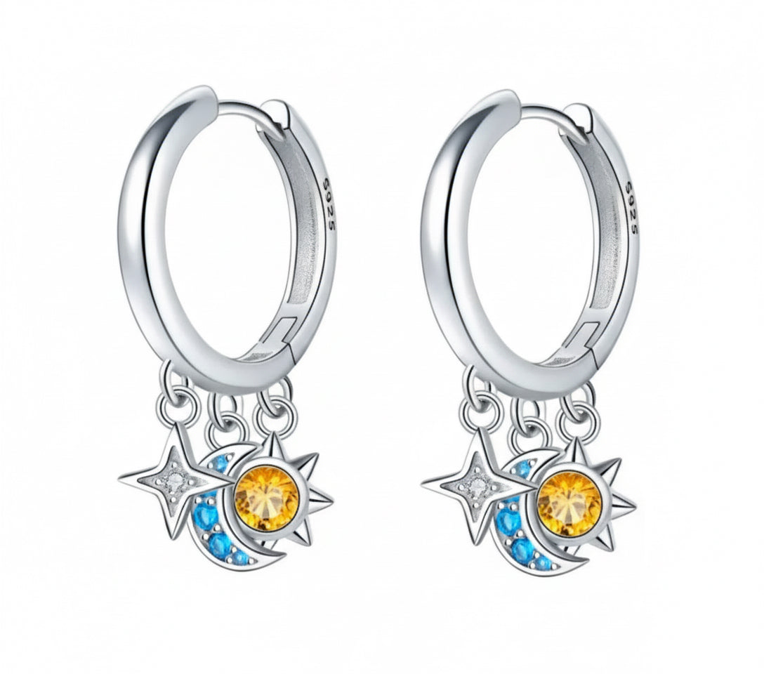 Star & Moon Tassel Hoop Earrings