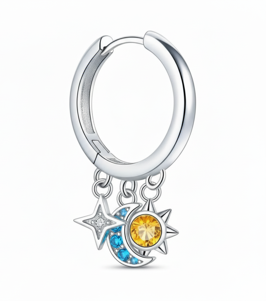 Star & Moon Tassel Hoop Earrings