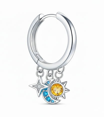 Star & Moon Tassel Hoop Earrings