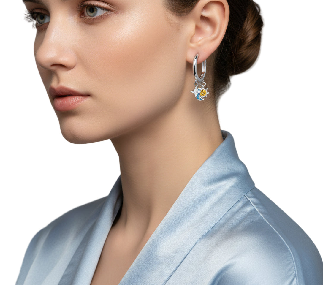 Star & Moon Tassel Hoop Earrings