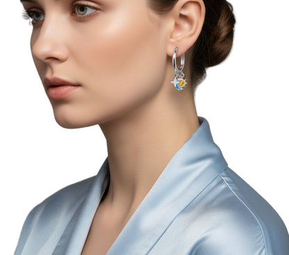Star & Moon Tassel Hoop Earrings