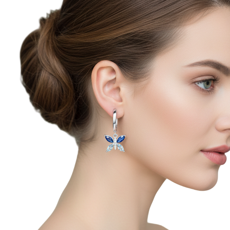 Butterfly Design Hoop Earrings