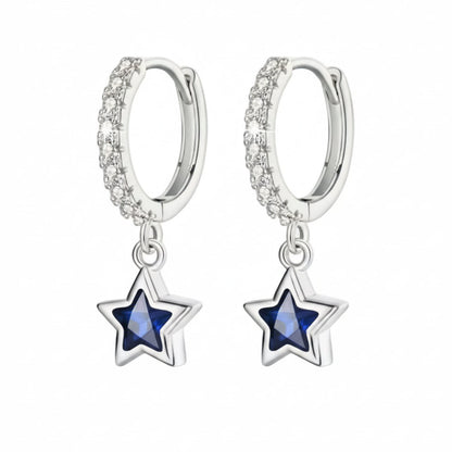 Blue Star Silver Earrings