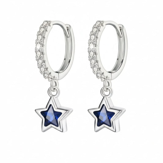 Blue Star Silver Earrings