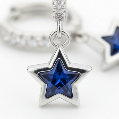 Blue Star Silver Earrings