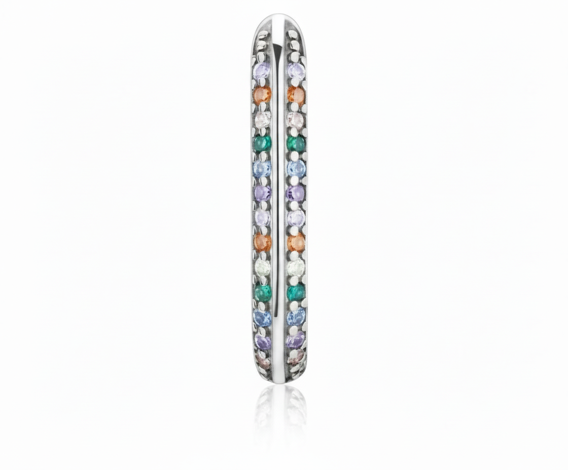 Silver Zirconia U-Shaped Hoop Earrings