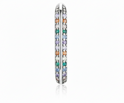Silver Zirconia U-Shaped Hoop Earrings