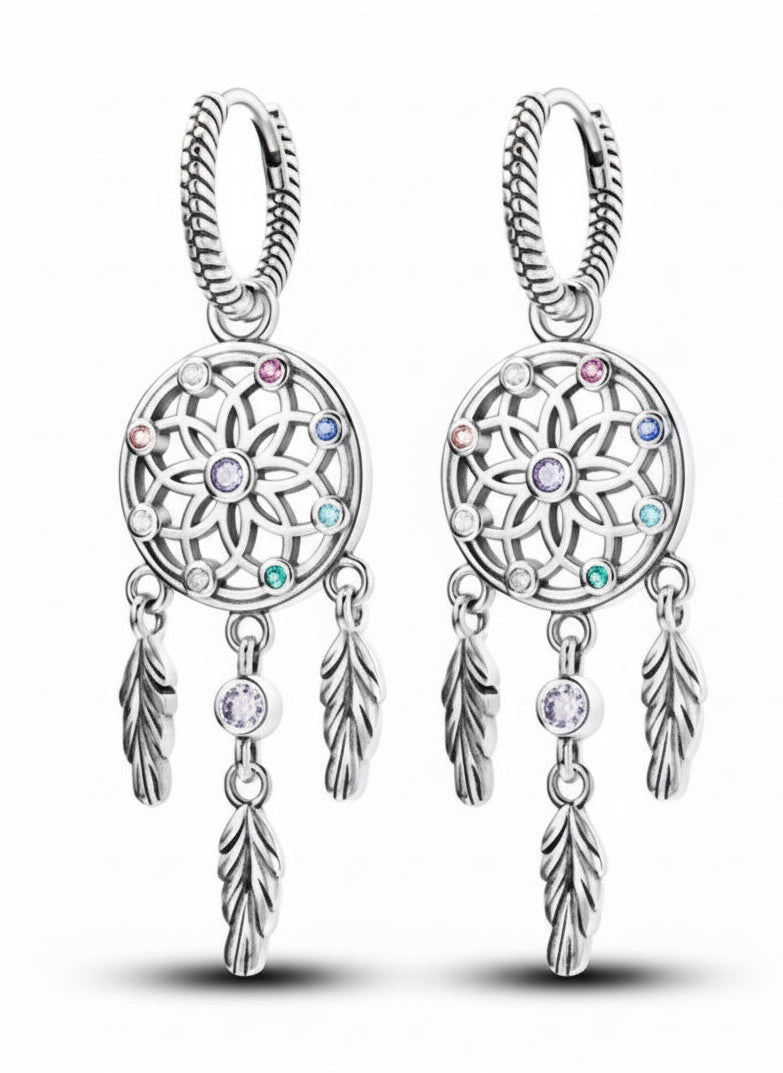 Dreamcatcher Hoop Dangle Earrings