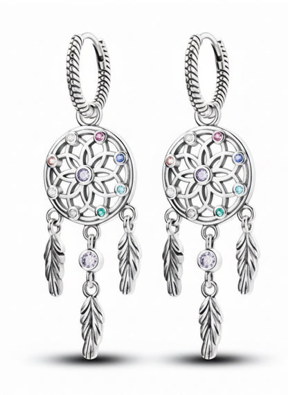 Dreamcatcher Hoop Dangle Earrings