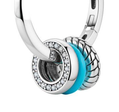 Silver Blue Circle Hoop Earrings