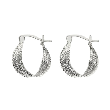 Silver Textured Twist Hoop Earrings