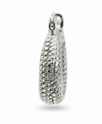 Silver Textured Twist Hoop Earrings