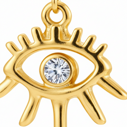 Gold Evil Eye Medallion Hoop Earrings