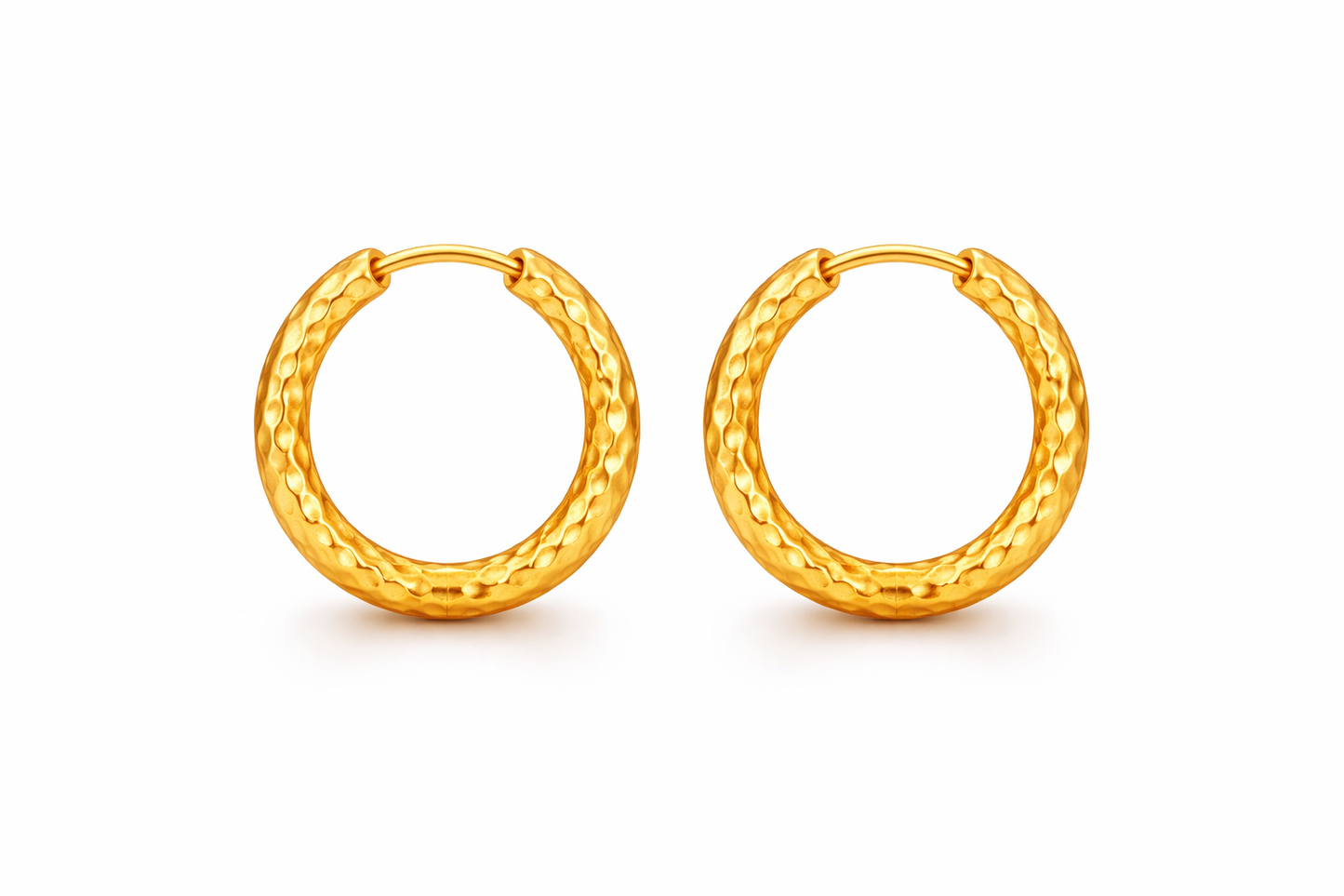 Gold Textured Beaded Hoop Earrings