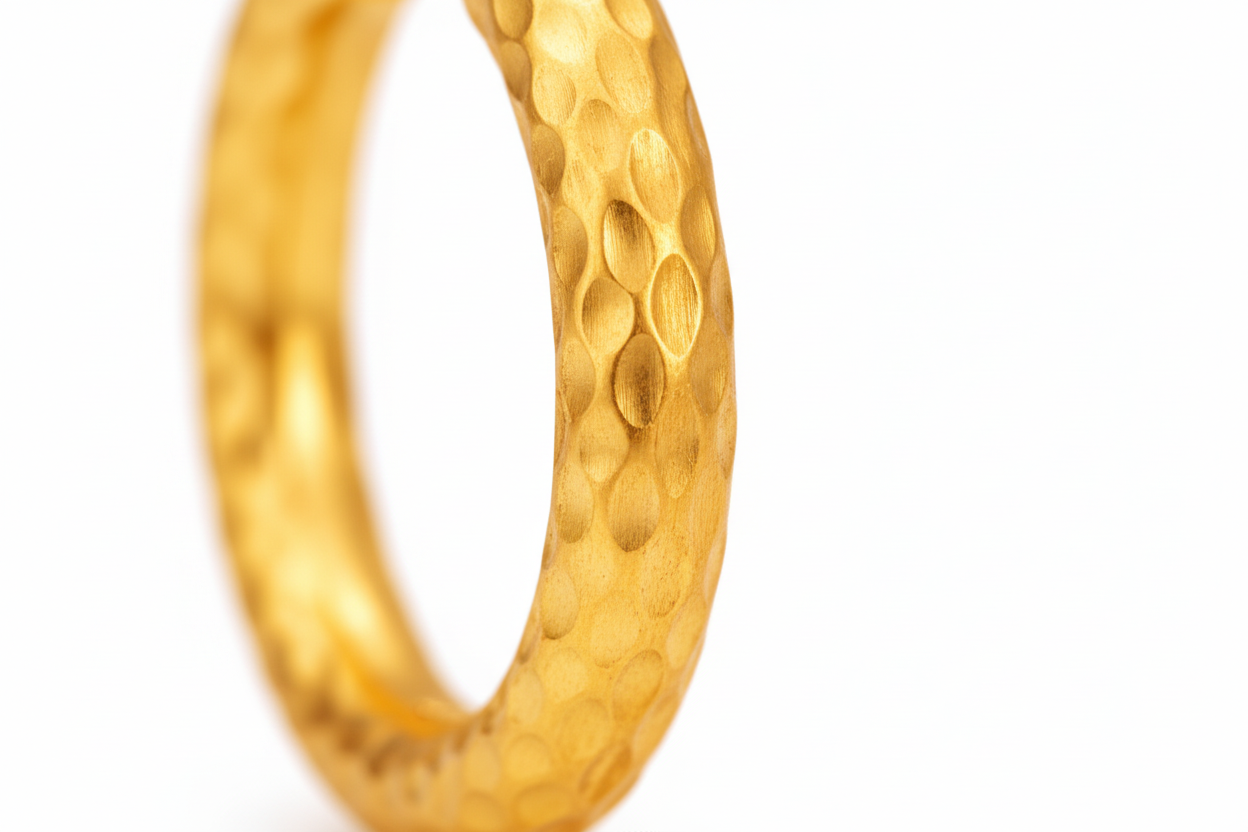 Gold Textured Beaded Hoop Earrings