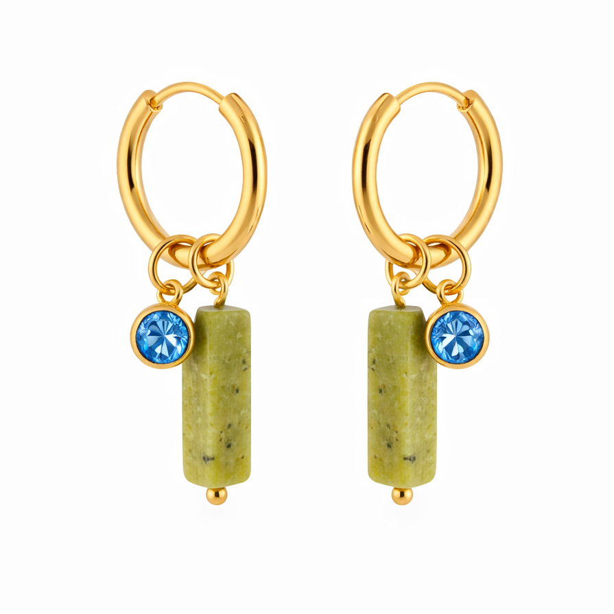 Serpentine Stone Hoop Earrings
