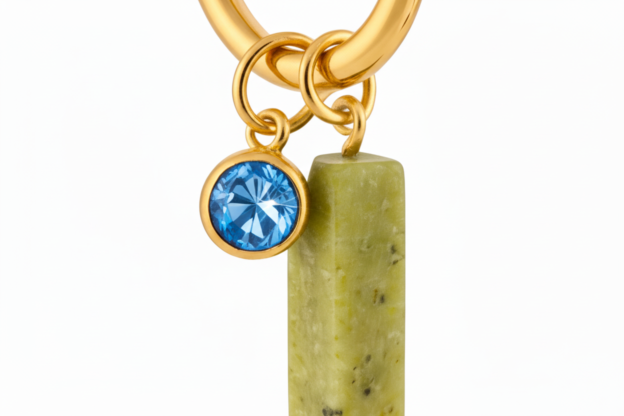 Serpentine Stone Hoop Earrings