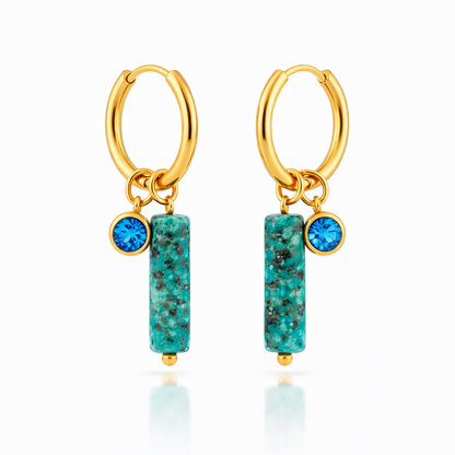 Turquoise Jasper Crystal Hoop Earrings
